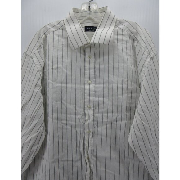 Canali Shirt 18 1/2 Button Down Striped French Cuffs Woven Italy XXL * - Picture 2 of 13
